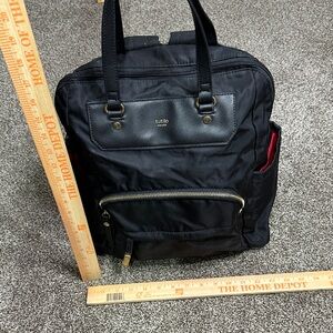 Tutilo New York Black Nylon Backpack with Gold-Tone Accents